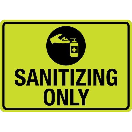 Sign, Sanitizing Only (W Sym), LCUV-0076ST-RD_14x10